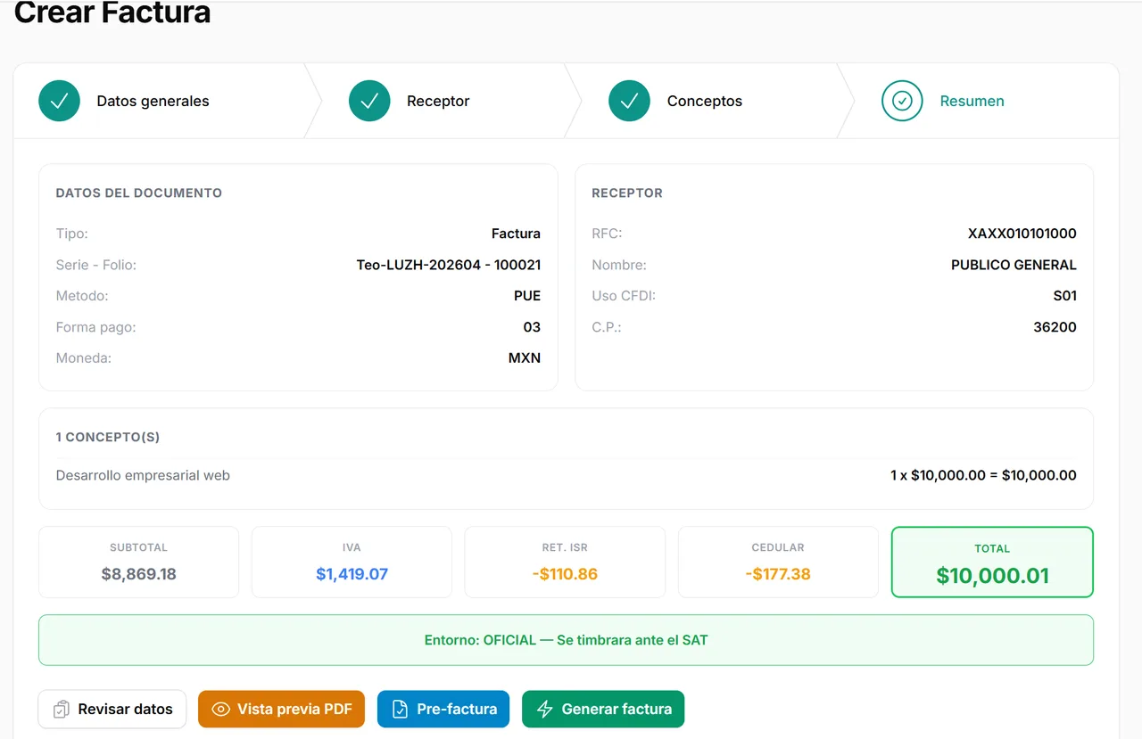 Teotech CFDI — vista 4