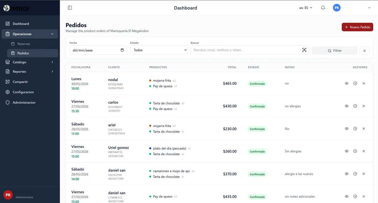 Teotech Agenda — vista 2